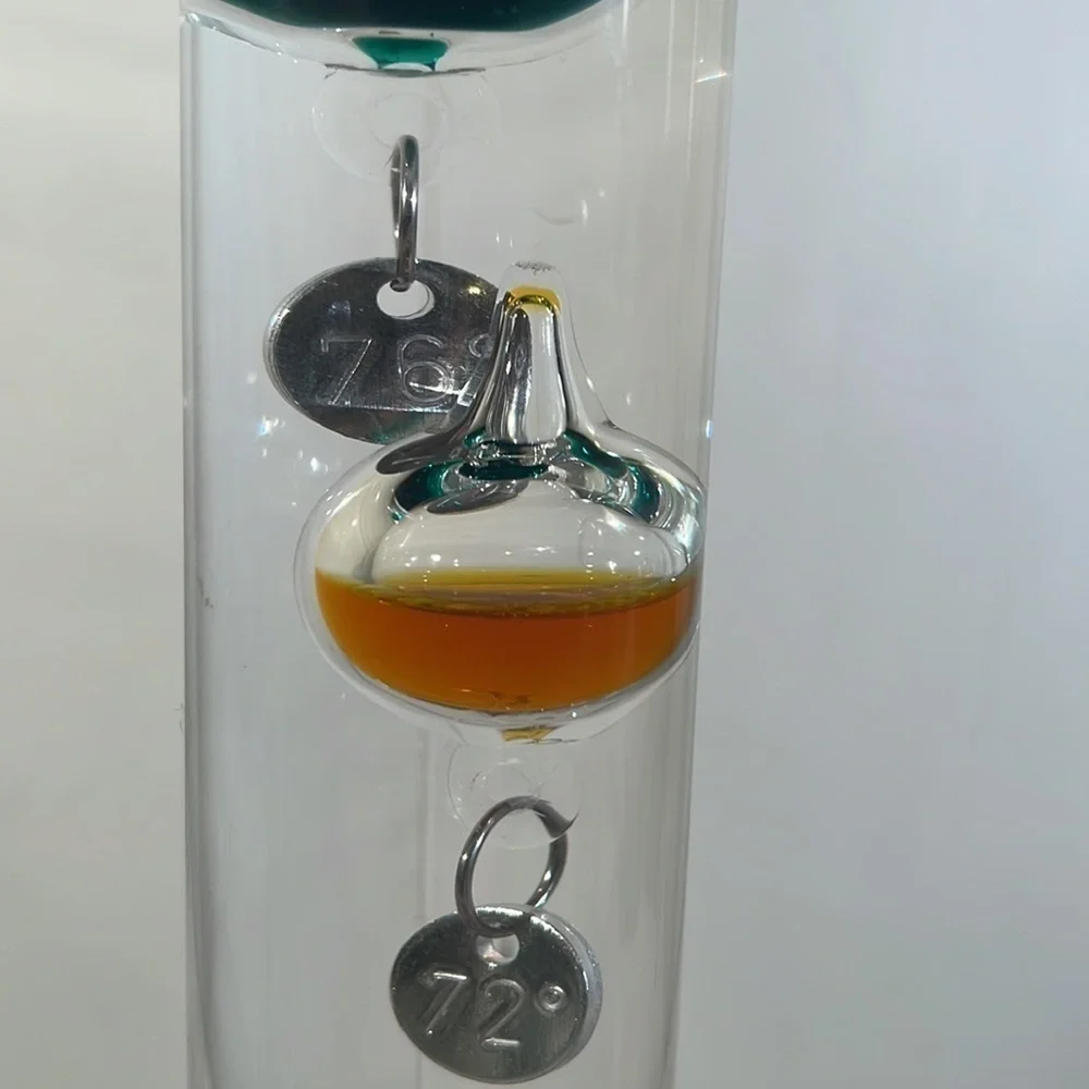 Galileo Teardrop Glass 4 Vial Standing Thermometer